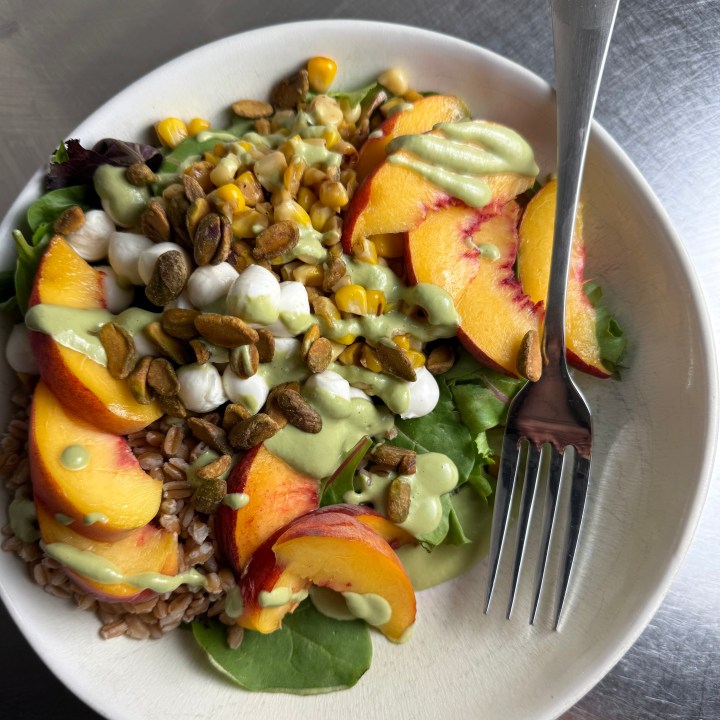 Peach & Mozzarella Salad with Creamy Basil&nbsp;Dressing